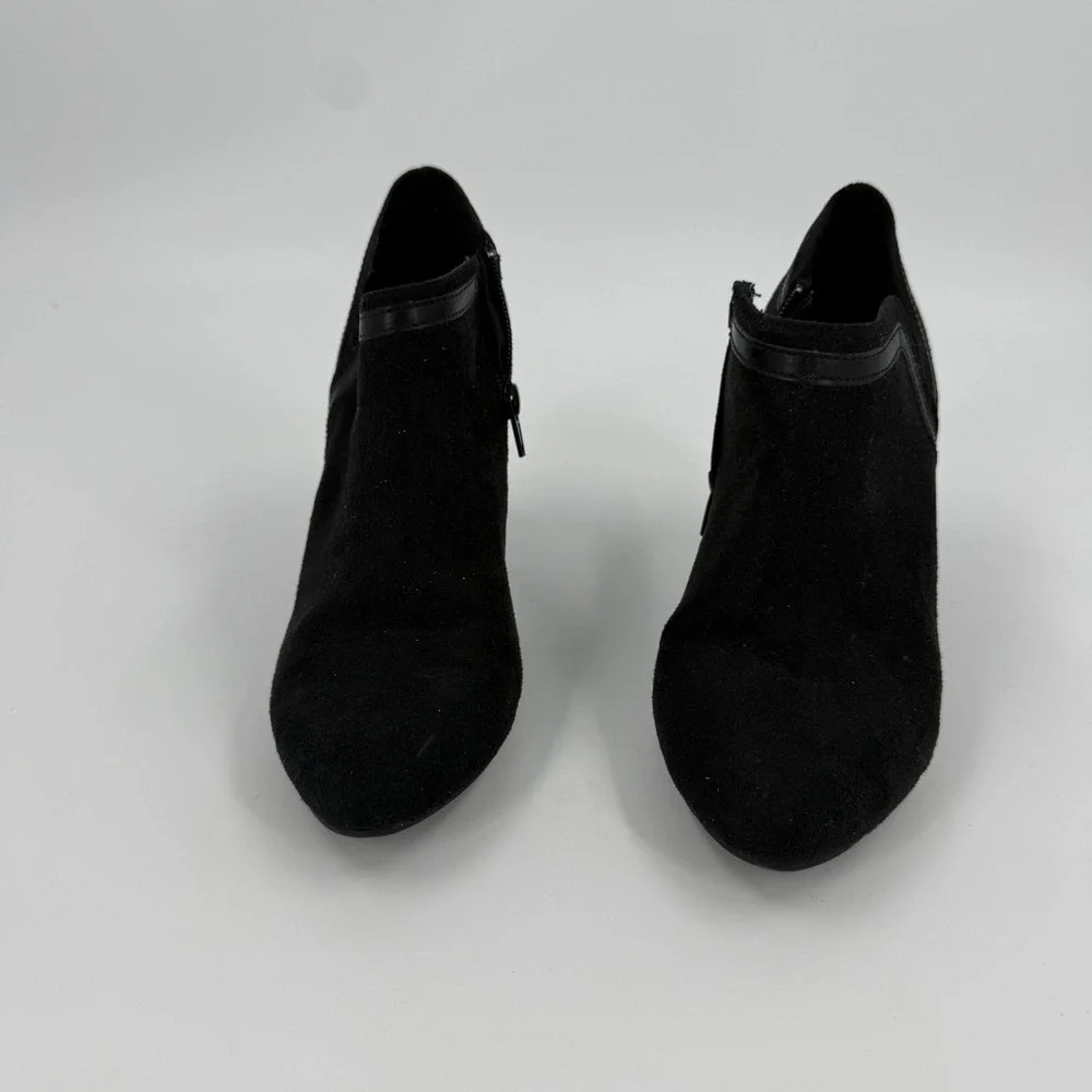 Dexflex Comfort Women's Size 8.5 Black Faux Suede Ankle Booties High Heel Zip